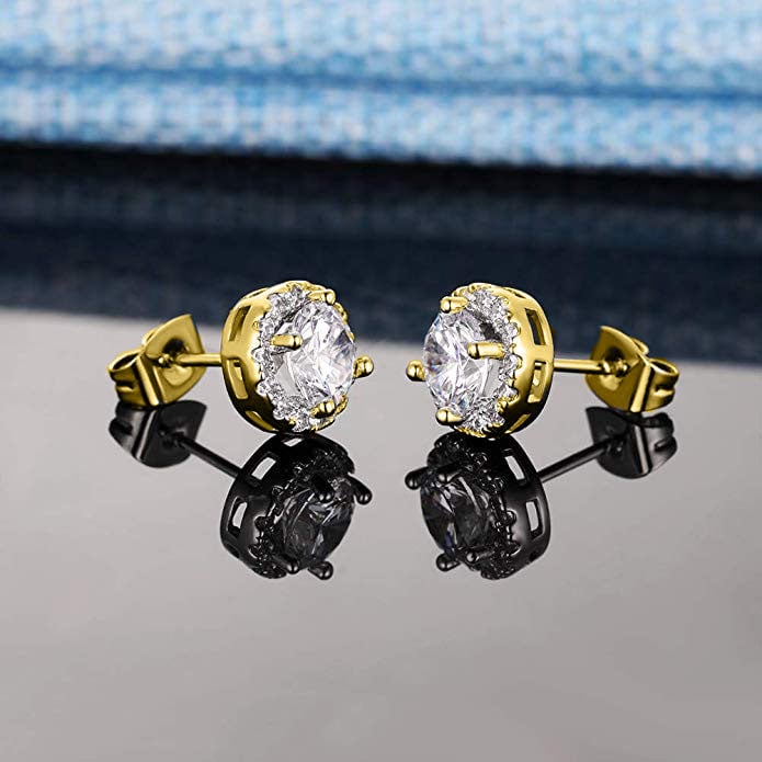 Swarovski Halo Stud Earrings 3.40 CTTW Sterling Silver 18K Gold Plated Image 3