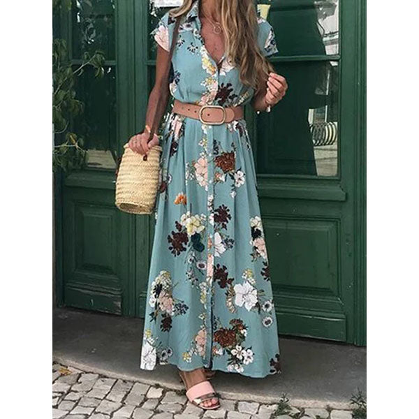 Shirt Collar Women Dresses Shift Daily Cotton-Blend Floral Dresses Image 2