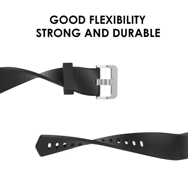 Fitbit Charge2 Band Soft TPU Silicone Replacement Sport Band Fitness Strap Compatible for Fitbit Charge 2 - Black Image 3