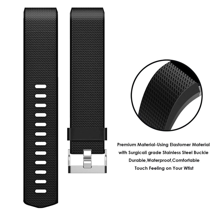 Fitbit Charge2 Band Soft TPU Silicone Replacement Sport Band Fitness Strap Compatible for Fitbit Charge 2 - Black Image 4