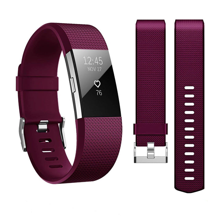 Fitbit Charge2 Band Soft TPU Silicone Replacement Sport Band Fitness Strap Compatible for Fitbit Charge 2 - Black Image 2
