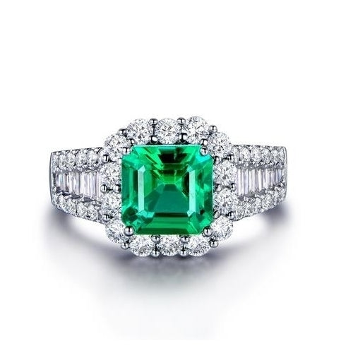 Popular style  hegemonic square emerald ring engagement ring air luxury ring Image 1