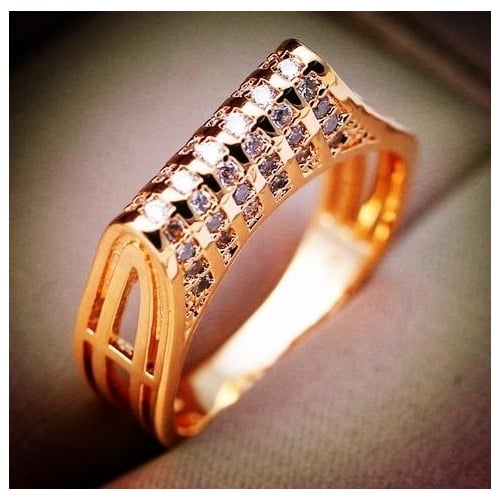 Fashionable Popular style inlaid Artificial zircon simple double-core Popular style retaining ring Image 1