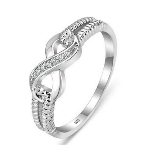 Creative inlaid Artificial zircon twisted 8-character Fashion style Ring Image 1