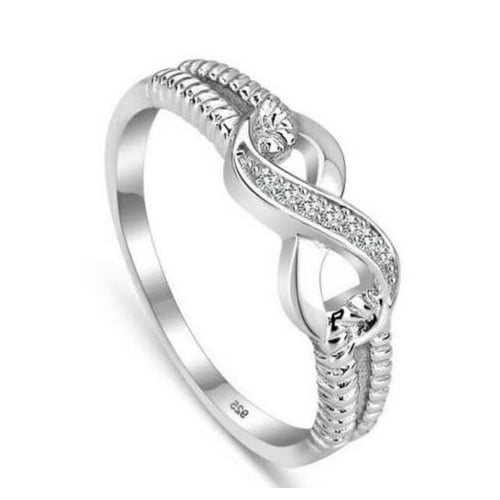 Creative inlaid Artificial zircon twisted 8-character Fashion style Ring Image 2