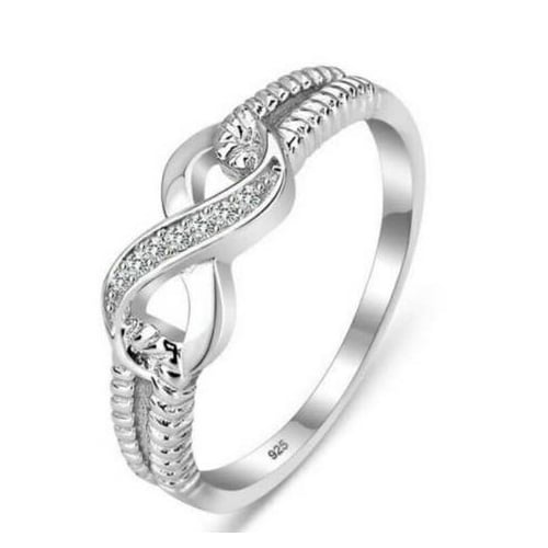 Creative inlaid Artificial zircon twisted 8-character Fashion style Ring Image 3