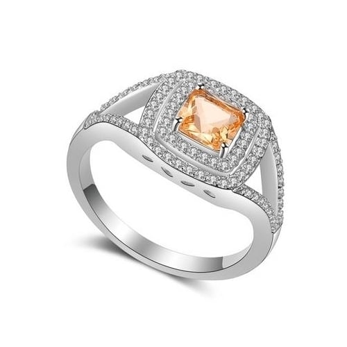 Creative square Artificial zircon champagne womens ring Image 2