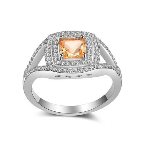 Creative square Artificial zircon champagne womens ring Image 4