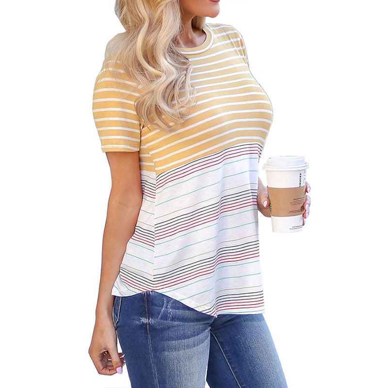 Color Striped Short Sleeve T Shirt Image 2