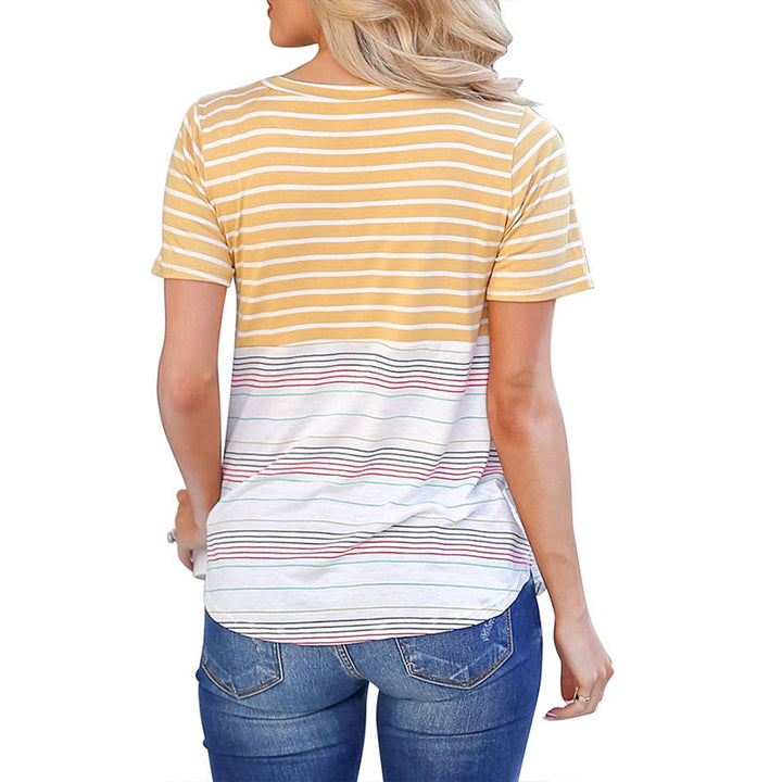 Color Striped Short Sleeve T Shirt Image 3