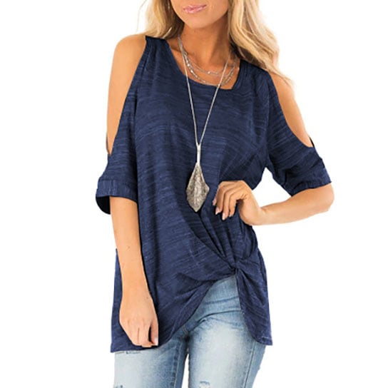 Front Twist Top Shirt With Cold Shoulder Image 1