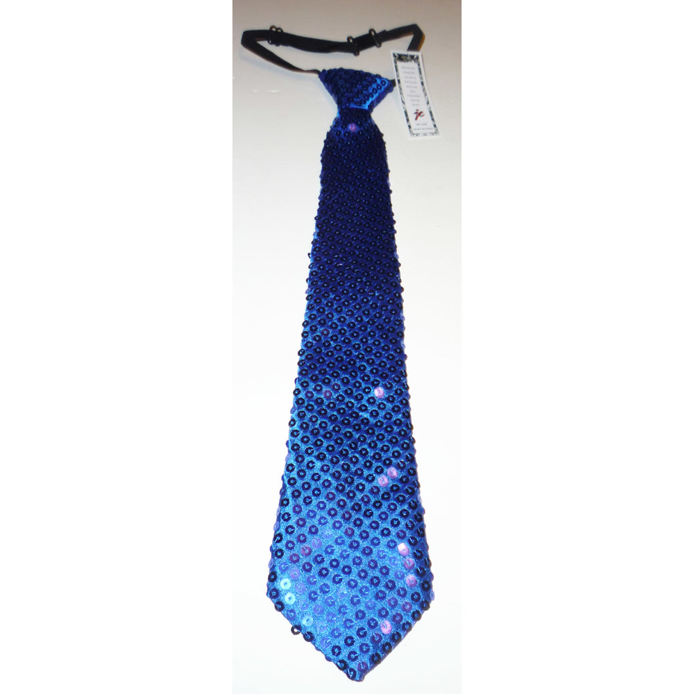 Sequined Fabric Neck Tie Royal BLUE Adult Unisex Image 2