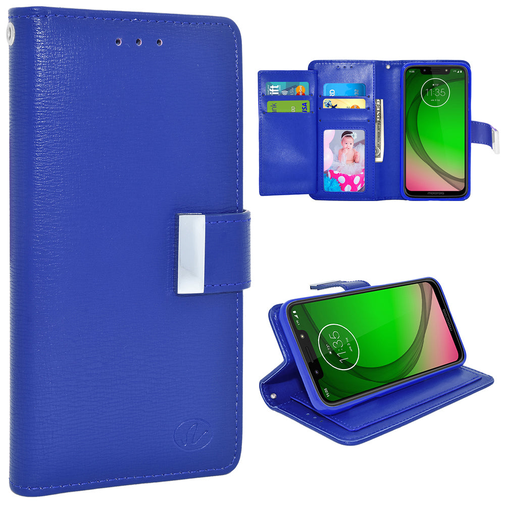 For Motorola Moto G7 Play / XT1952 Double Flap Folio Leather Wallet Pouch Case Cover Image 1