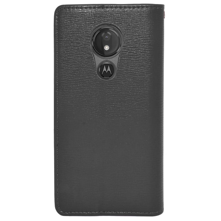 Motorola Moto G7 Play XT1952 Leather Wallet Case Folio with Card Slots Black Image 4