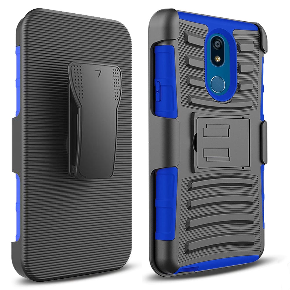 LG K40 Armor Belt Clip Holster Case Black Dual Layer with Kickstand XT420 K12 Plus Image 2