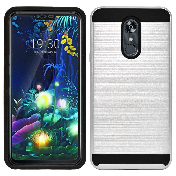 LG Stylo 5 Armor Case Shockproof Dual Layer Metal Brushed Black Cover Image 4