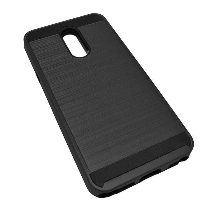 LG Stylo 5 Armor Case Shockproof Dual Layer Metal Brushed Black Cover Image 6