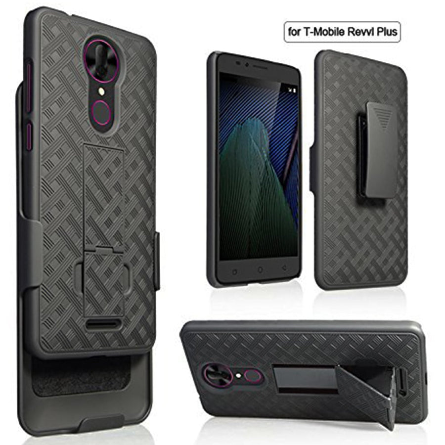 Coolpad RevvL Plus Hard Shell Case Black with Kickstand Dual Layer Protection Image 1