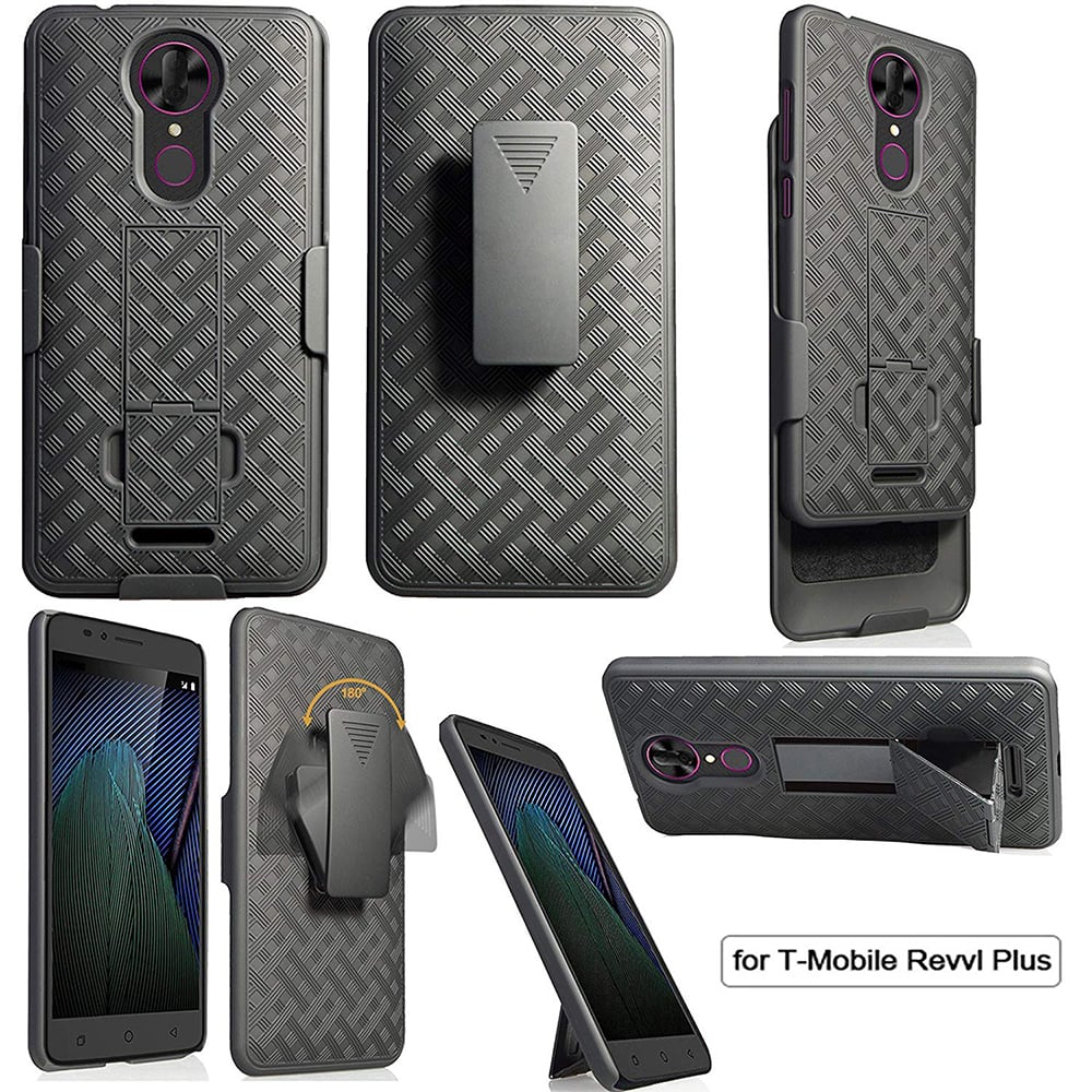 Coolpad RevvL Plus Hard Shell Case Black with Kickstand Dual Layer Protection Image 2