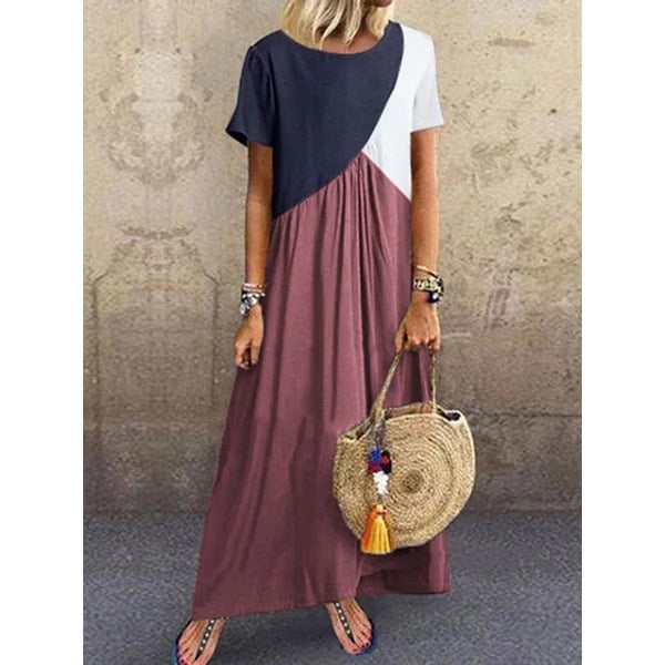 Geometric Color-Block Maxi Dress 4 Color Choices Image 1