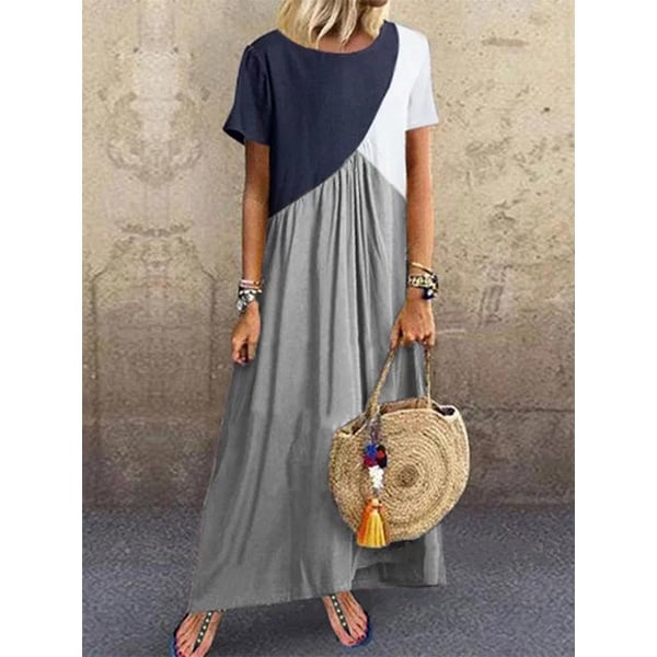 Geometric Color-Block Maxi Dress 4 Color Choices Image 1