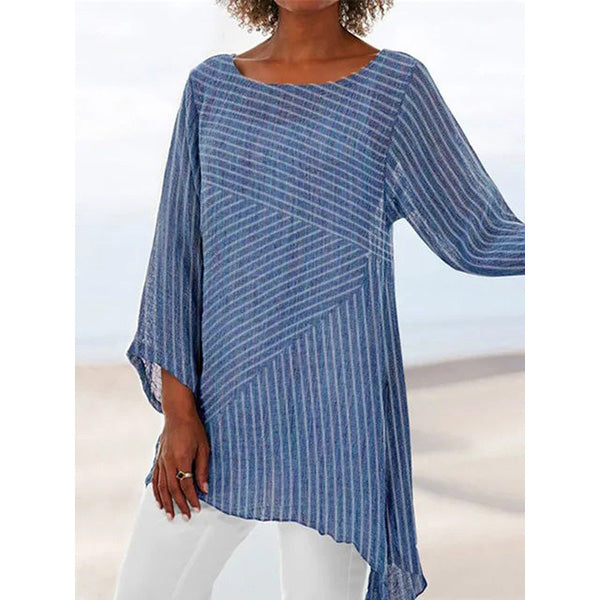 Striped Printed Casual Long Sleeve Shirts and Tops Image 3