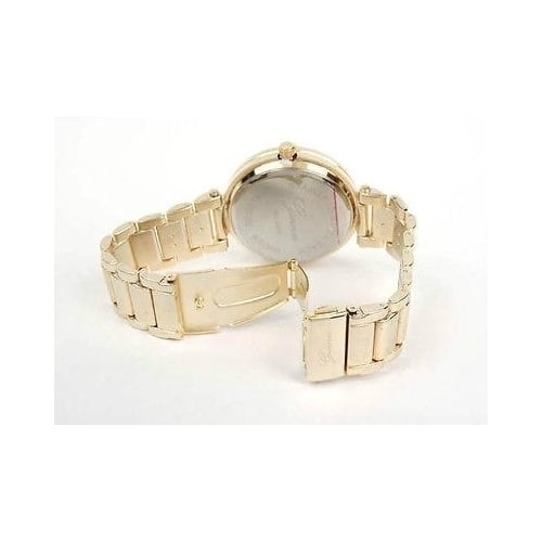 Gold Brushed Bracelet 3D Geneva Crystal Bezel Womens Boyfriend Style Large Watch Image 3