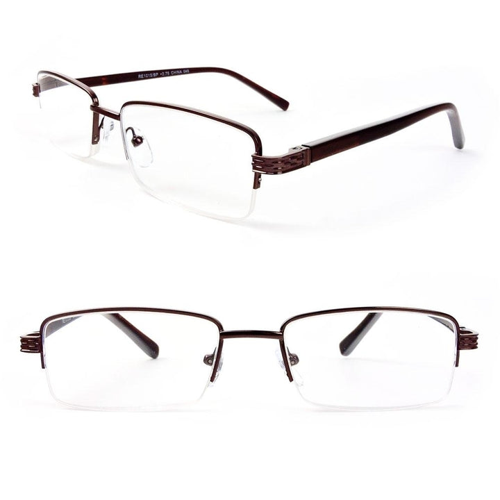 Semi-Rimless Rectangle Lenses Spring Hinges Reading Glasses Image 4