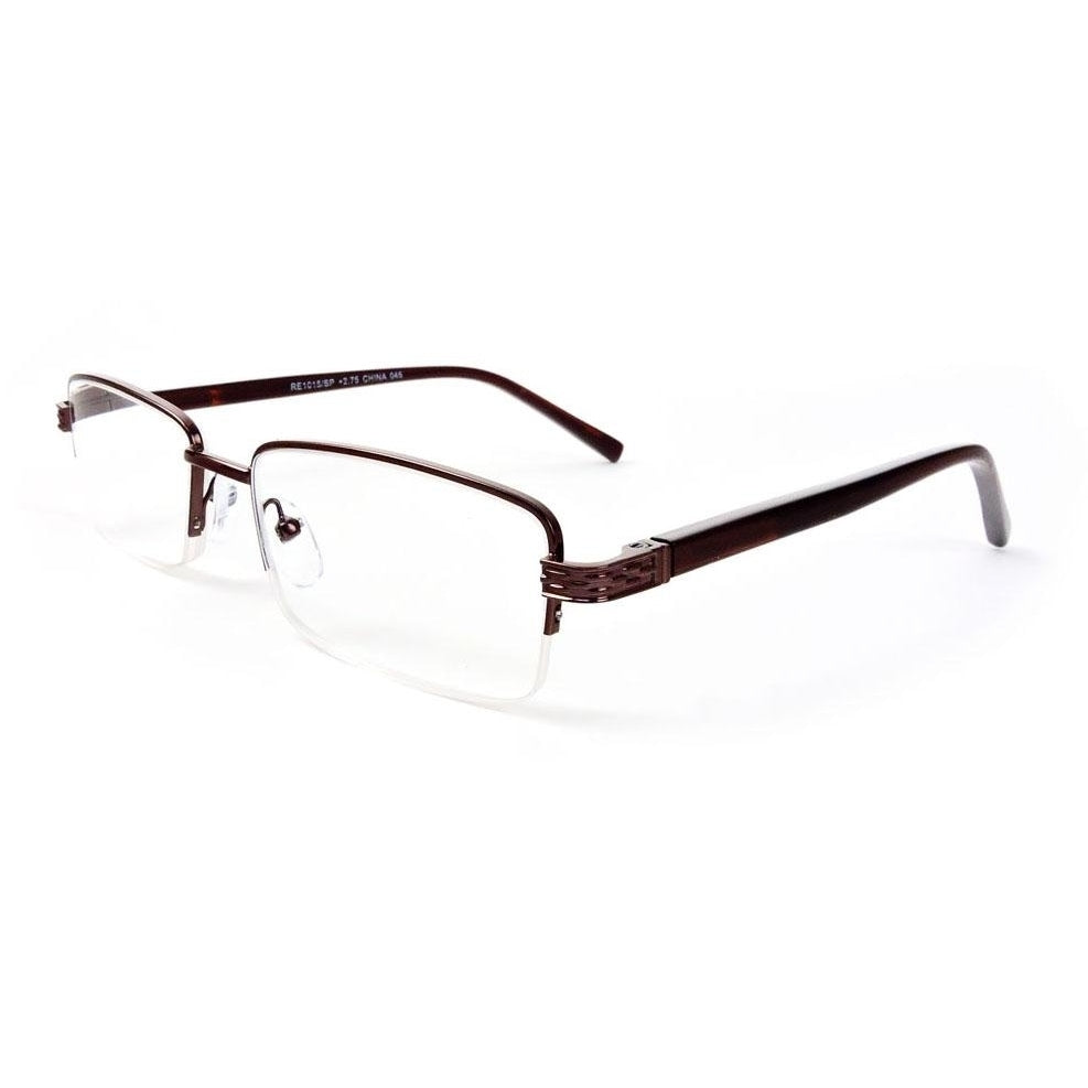 Semi-Rimless Rectangle Lenses Spring Hinges Reading Glasses Image 4