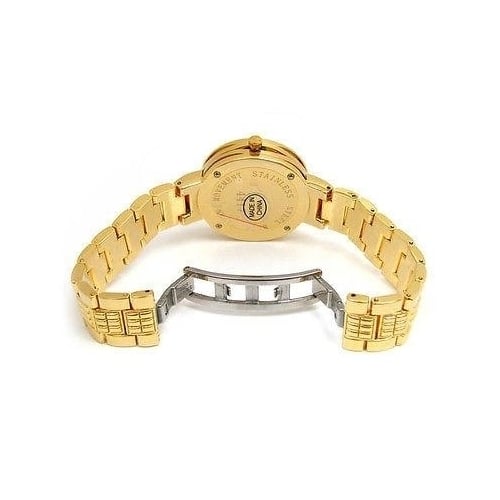 Gold Geneva Bold Case Rhinestones Bezel Bracelet Womens Quartz Watch Image 4