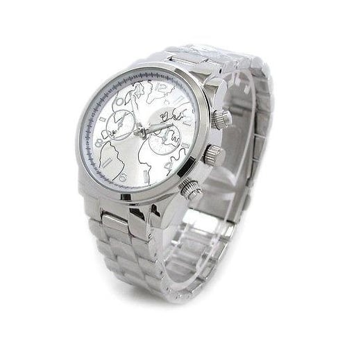 Silver SL Geneva Globe Dial Boyfriend Style Womens Watch Image 1