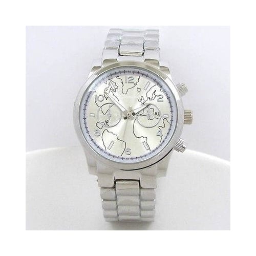 Silver SL Geneva Globe Dial Boyfriend Style Womens Watch Image 3