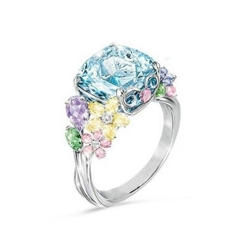 Aristocratic drilling time with multi-coloured tone square Princess ring, Image 1