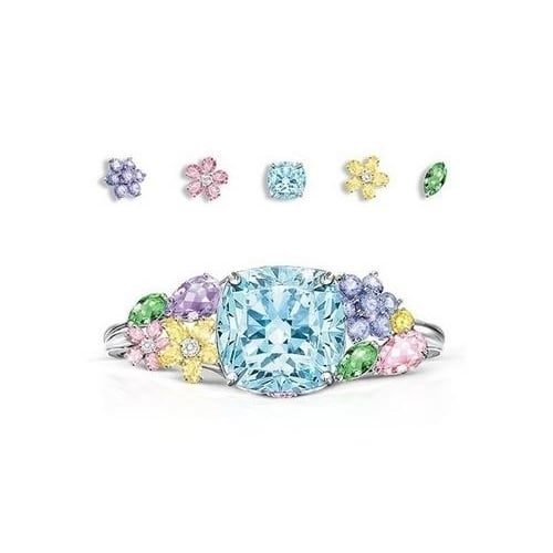 Aristocratic drilling time with multi-coloured tone square Princess ring, Image 3