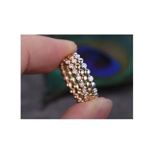 Fashion Tri-color Ring Set Ring Party Artificial zircon Ring Image 1