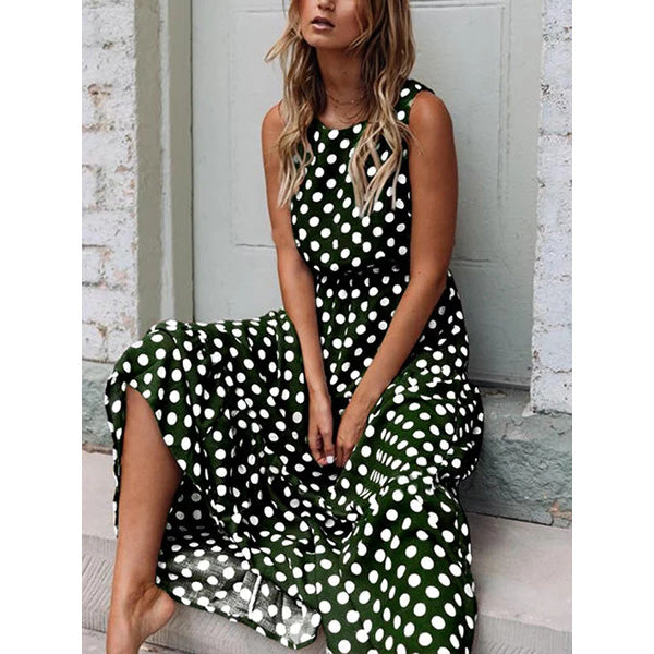 Round Neck Polka Dots Casual Dresses Image 4