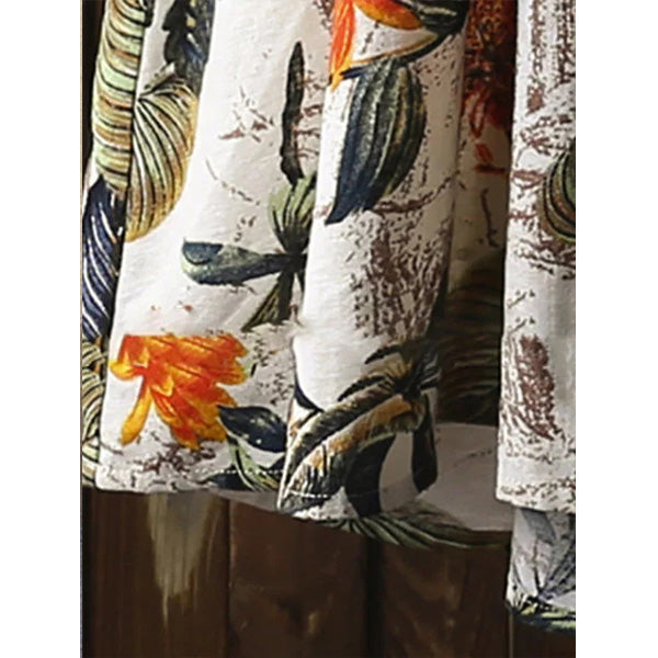Vintage Floral Print Sleeveless Crew Neck Plus Size Dress Image 4
