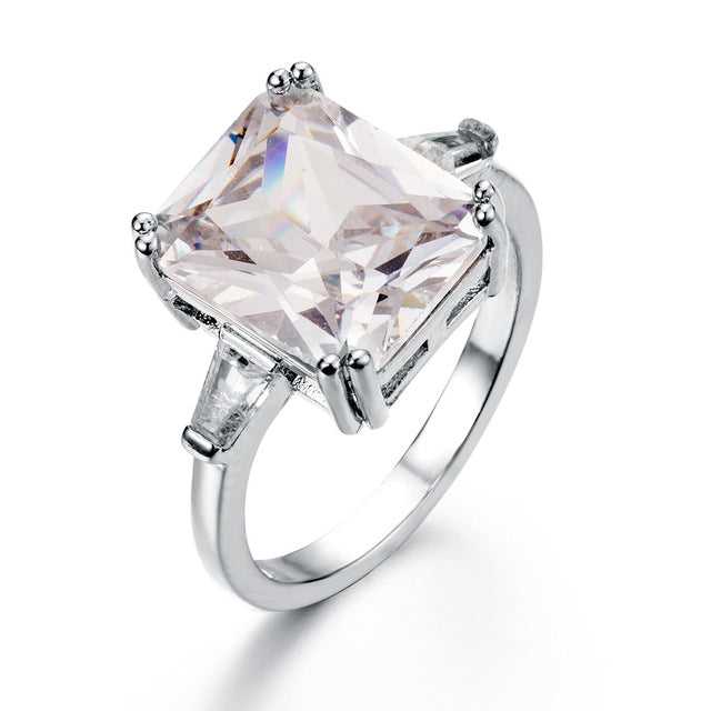 Princess Square   Ring with Artificial zircon Engagement Ring Image 1