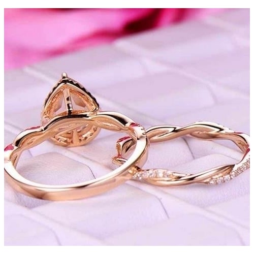 Womens Popular style Ring Water Drop Set Ring Engagement Ring with Artificial zircon Insert Image 3