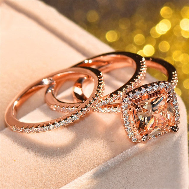 Popular style Three-piece Ring Lady Fashion Princess   Engagement Ring Image 3