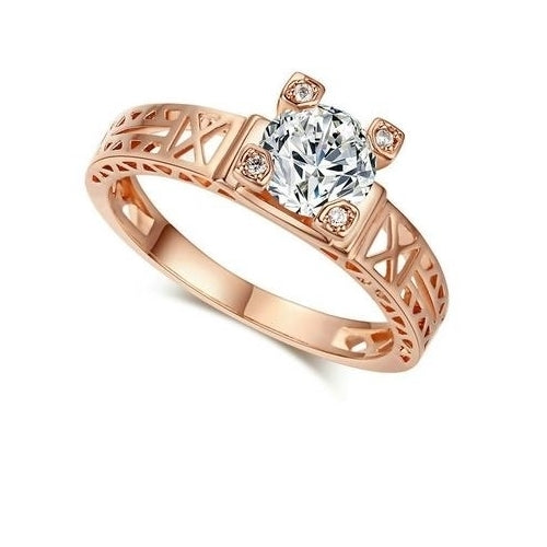 Unique Wedding Jewelry Popular style rose-plated  Popular style Artificial zircon-inlaid womens ring Image 1