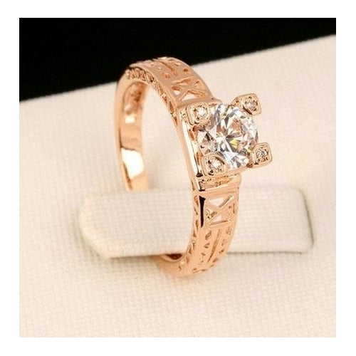 Unique Wedding Jewelry Popular style rose-plated  Popular style Artificial zircon-inlaid womens ring Image 2