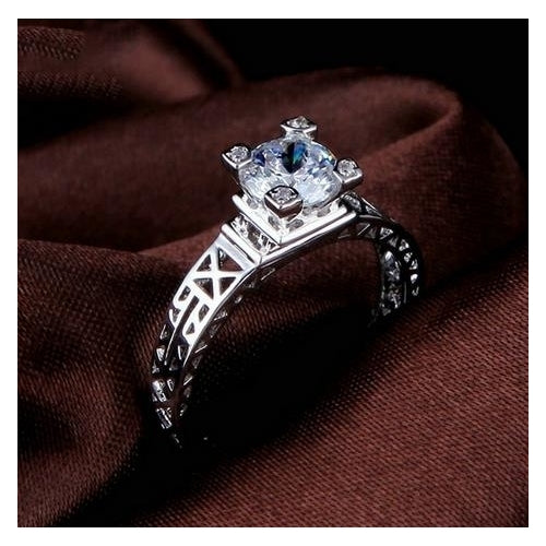 Unique Wedding Jewelry Popular style rose-plated  Popular style Artificial zircon-inlaid womens ring Image 3