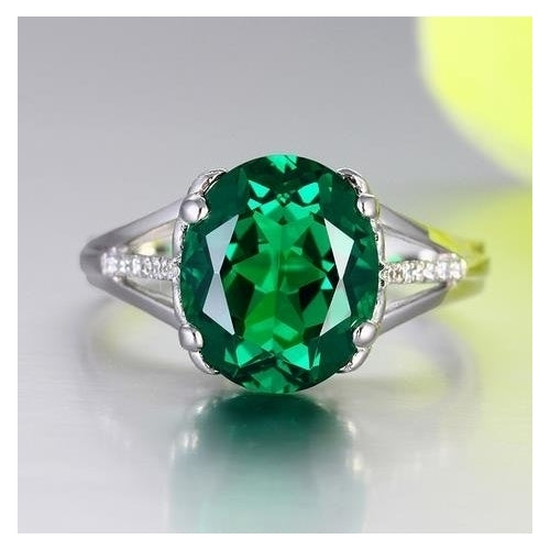 Emerald Coloured Jewelry Egg Ring Female   Fashion style Popular style Platinum Ring Image 4
