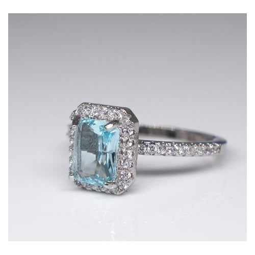 Princess Topaz Ring Square Blue   Engagement Ring Image 3