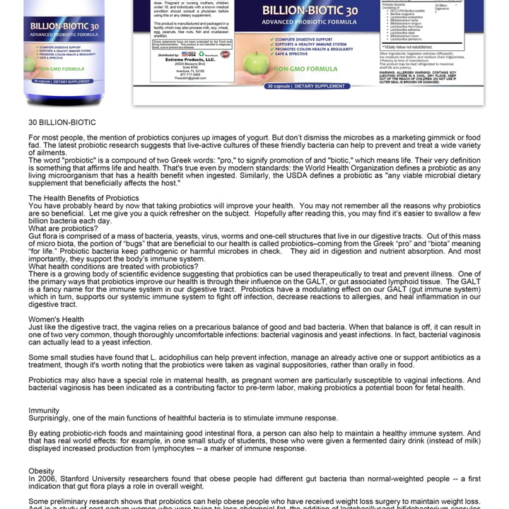 Advanced Probiotics with 30 Billion CFUs for Gastrointestinal Support Image 3