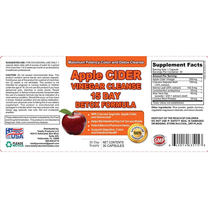 Apple Cider Vinegar Cleanse Natural Detox and Weight Loss (30 Capsules) Image 3