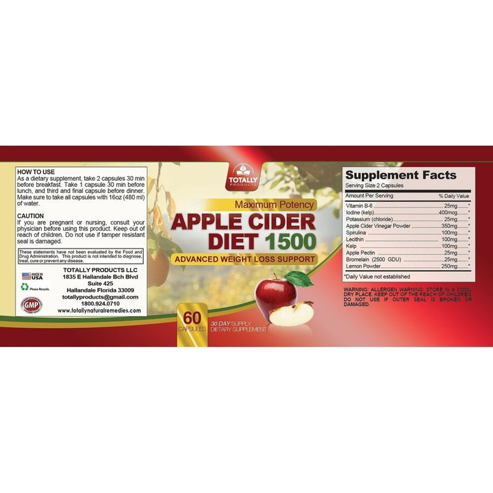 Apple Cider Vinegar Diet Capsule 1500 (60 capsules) Image 2