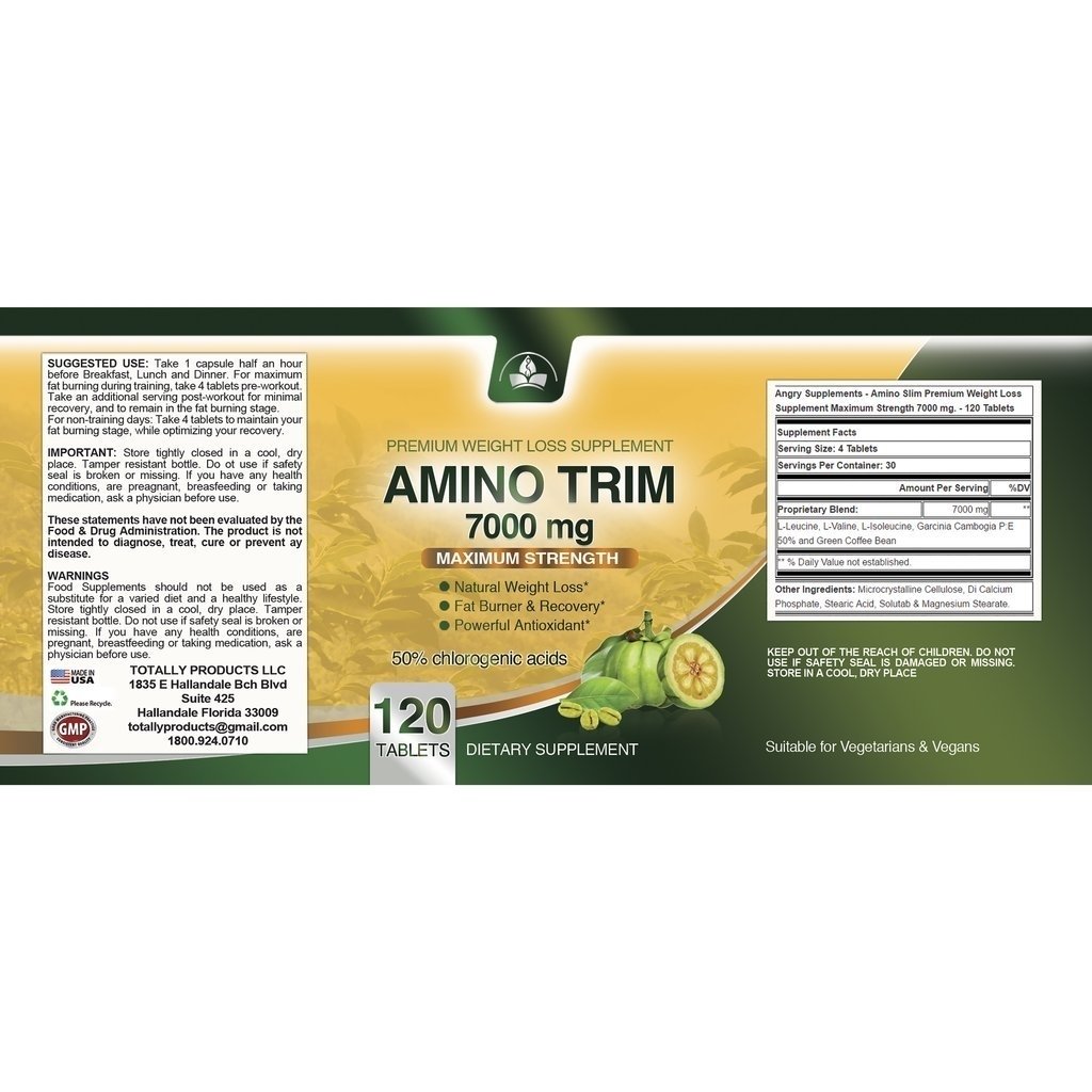 Amino Trim Maximum Strength Fat Burner Supplement 120 Tablets Natural Boost Image 4