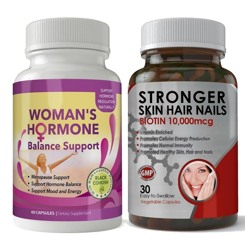 Biotin 10,000mcg and Womans Hormone Support Combo Pack Image 1